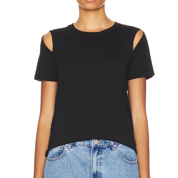 Michael Lauren Black Maximillian Shoulder Split Tee (Size M) - Picture 1 of 6